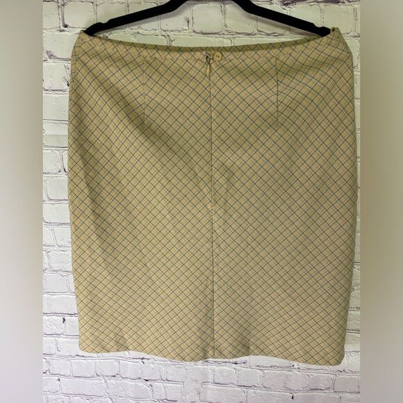 Hennes Collection Tan Blue Minimalist Academia Lined A-line Midi Skirt Size 12 - Picture 2 of 9
